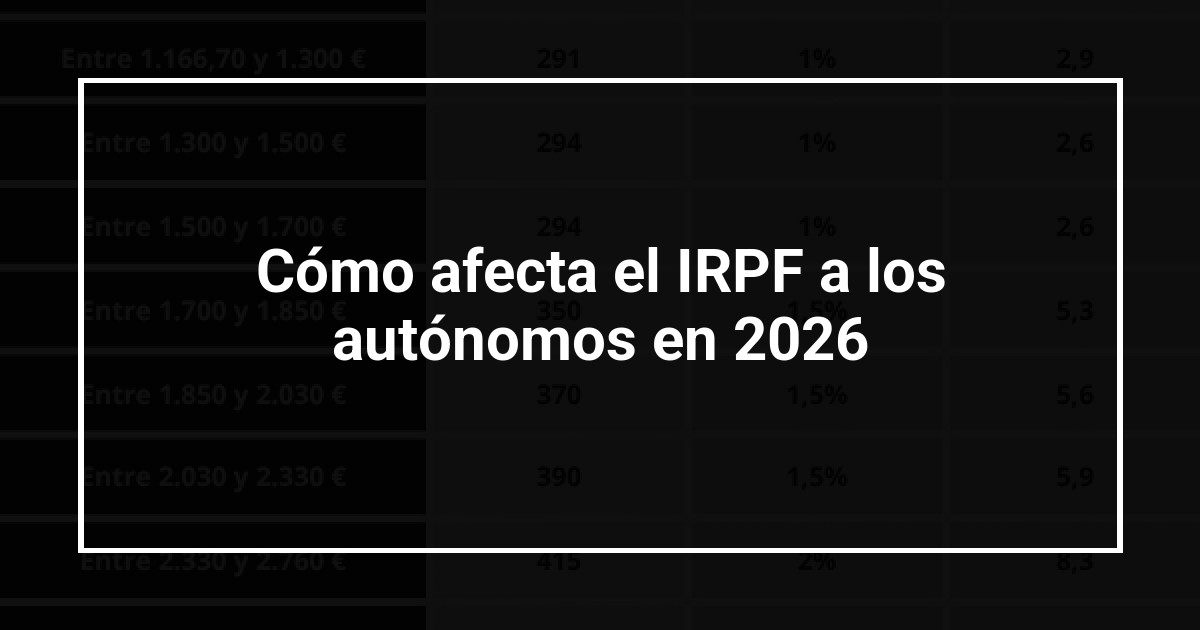 Cómo afecta el IRPF a los autónomos en 2026