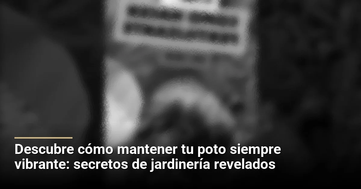 Descubre cómo mantener tu poto siempre vibrante: secretos de jardinería revelados