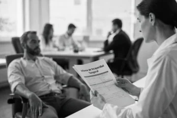 Trabajador sentado en una consulta médica